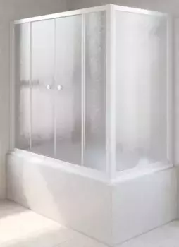 Шторка на ванну стеклянная «Vegas Glass» Z2V+ZVF Novo 190/75 шиншилла/белая универсальная