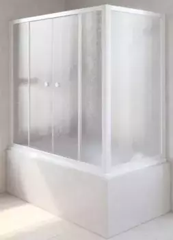 Шторка на ванну стеклянная «Vegas Glass» Z2V+ZVF Novo 170/85 шиншилла/белая универсальная