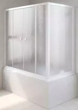 Шторка на ванну стеклянная «Vegas Glass» Z2V+ZVF Novo 175/80 шиншилла/белая универсальная