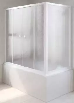 Шторка на ванну стеклянная «Vegas Glass» Z2V+ZVF Novo 180/75 шиншилла/белая универсальная