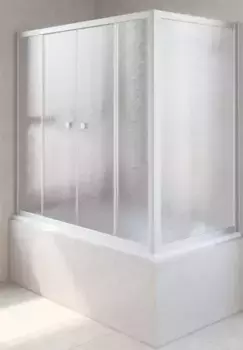 Шторка на ванну стеклянная «Vegas Glass» Z2V+ZVF Novo 195/70 шиншилла/хром матовая универсальная