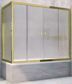 Шторка на ванну стеклянная «Vegas Glass» Z2V+ZVF Tur Novo 195/80 Moru рифлёная/золото универсальная