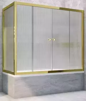 Шторка на ванну стеклянная «Vegas Glass» Z2V+ZVF Tur Novo 200/75 Moru рифлёная/золото универсальная