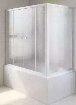 Шторка на ванну стеклянная «Vegas Glass» Z2V+ZVF Novo 150/75 шиншилла/хром матовая универсальная