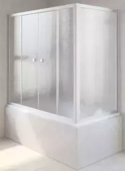 Шторка на ванну стеклянная «Vegas Glass» Z2V+ZVF Novo 155/90 шиншилла/хром матовая универсальная
