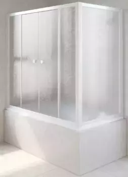 Шторка на ванну стеклянная «Vegas Glass» Z2V+ZVF Novo 160/85 шиншилла/белая универсальная