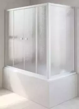Шторка на ванну стеклянная «Vegas Glass» Z2V+ZVF Novo 170/70 шиншилла/хром матовая универсальная
