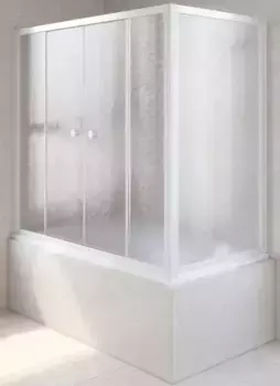 Шторка на ванну стеклянная «Vegas Glass» Z2V+ZVF Novo 190/90 шиншилла/белая универсальная