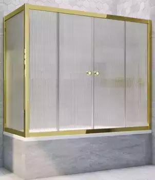 Шторка на ванну стеклянная «Vegas Glass» Z2V+ZVF Tur Novo 195/70 Moru рифлёная/золото универсальная
