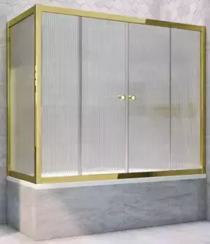 Шторка на ванну стеклянная «Vegas Glass» Z2V+ZVF Tur Novo 200/80 Moru рифлёная/золото универсальная