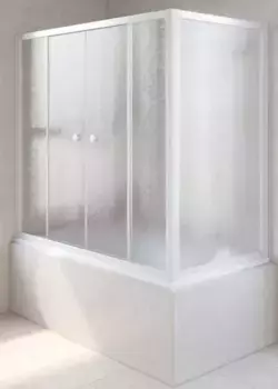 Шторка на ванну стеклянная «Vegas Glass» Z2V+ZVF Novo 150/75 шиншилла/белая универсальная