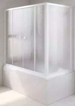 Шторка на ванну стеклянная «Vegas Glass» Z2V+ZVF Novo 155/80 шиншилла/белая универсальная