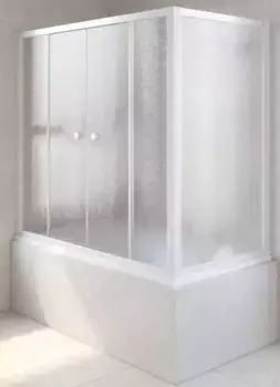 Шторка на ванну стеклянная «Vegas Glass» Z2V+ZVF Novo 175/75 шиншилла/белая универсальная