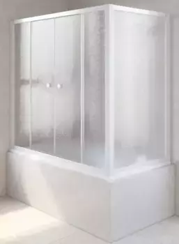 Шторка на ванну стеклянная «Vegas Glass» Z2V+ZVF Novo 175/90 шиншилла/белая универсальная