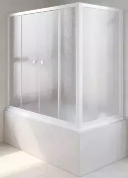 Шторка на ванну стеклянная «Vegas Glass» Z2V+ZVF Novo 190/80 шиншилла/белая универсальная