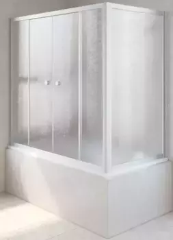 Шторка на ванну стеклянная «Vegas Glass» Z2V+ZVF Novo 160/75 шиншилла/хром матовая универсальная