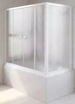 Шторка на ванну стеклянная «Vegas Glass» Z2V+ZVF Novo 175/70 шиншилла/белая универсальная