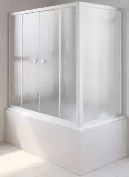 Шторка на ванну стеклянная «Vegas Glass» Z2V+ZVF Novo 175/90 шиншилла/хром матовая универсальная