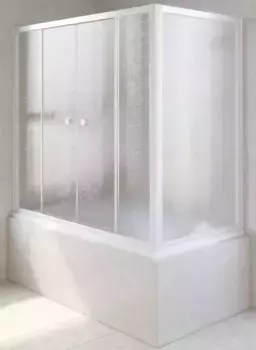 Шторка на ванну стеклянная «Vegas Glass» Z2V+ZVF Novo 180/90 шиншилла/белая универсальная