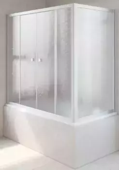 Шторка на ванну стеклянная «Vegas Glass» Z2V+ZVF Novo 185/80 шиншилла/хром матовая универсальная
