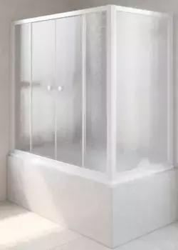 Шторка на ванну стеклянная «Vegas Glass» Z2V+ZVF Novo 185/90 шиншилла/белая универсальная