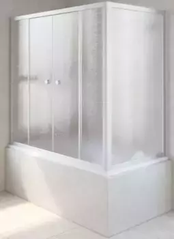 Шторка на ванну стеклянная «Vegas Glass» Z2V+ZVF Novo 190/80 шиншилла/хром матовая универсальная