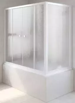 Шторка на ванну стеклянная «Vegas Glass» Z2V+ZVF Novo 190/85 шиншилла/белая универсальная