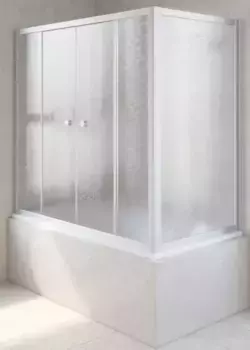 Шторка на ванну стеклянная «Vegas Glass» Z2V+ZVF Novo 195/75 шиншилла/хром матовая универсальная