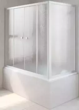 Шторка на ванну стеклянная «Vegas Glass» Z2V+ZVF Novo 200/75 шиншилла/хром матовая универсальная