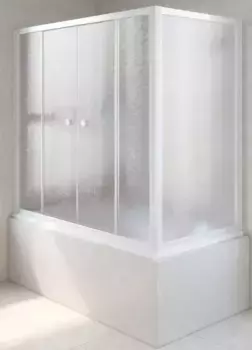 Шторка на ванну стеклянная «Vegas Glass» Z2V+ZVF Novo 195/80 шиншилла/белая универсальная