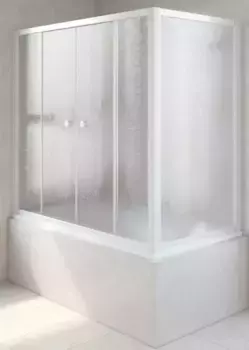 Шторка на ванну стеклянная «Vegas Glass» Z2V+ZVF Novo 195/85 шиншилла/белая универсальная
