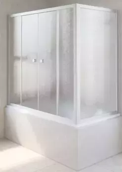 Шторка на ванну стеклянная «Vegas Glass» Z2V+ZVF Novo 195/80 шиншилла/хром матовая универсальная
