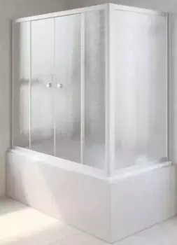 Шторка на ванну стеклянная «Vegas Glass» Z2V+ZVF Novo 195/90 шиншилла/хром матовая универсальная