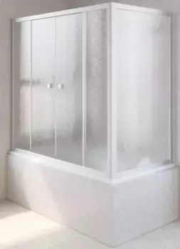 Шторка на ванну стеклянная «Vegas Glass» Z2V+ZVF Novo 200/85 шиншилла/хром матовая универсальная