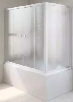 Шторка на ванну стеклянная «Vegas Glass» Z2V+ZVF Novo 195/85 шиншилла/хром матовая универсальная