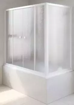 Шторка на ванну стеклянная «Vegas Glass» Z2V+ZVF Novo 200/70 шиншилла/белая универсальная