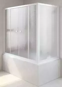 Шторка на ванну стеклянная «Vegas Glass» Z2V+ZVF Novo 200/75 шиншилла/белая универсальная