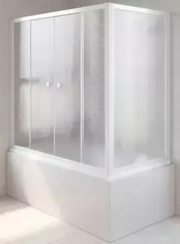 Шторка на ванну стеклянная «Vegas Glass» Z2V+ZVF Novo 200/90 шиншилла/белая универсальная