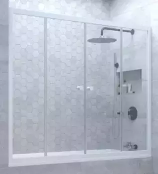 Шторка на ванну стеклянная «Vegas Glass» Z2V Novo 150/140 Crystal vision/белая
