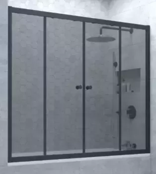 Шторка на ванну стеклянная «Vegas Glass» Z2V Novo 160/140 графит/чёрная матовая