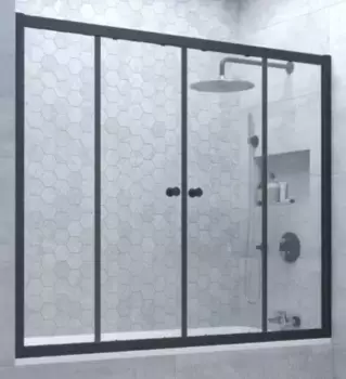Шторка на ванну стеклянная «Vegas Glass» Z2V Novo 170/140 Crystal vision/чёрная матовая