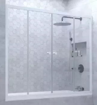 Шторка на ванну стеклянная «Vegas Glass» Z2V Novo 180/140 Crystal vision/белая