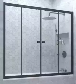 Шторка на ванну стеклянная «Vegas Glass» Z2V Novo 180/140 Crystal vision/чёрная матовая