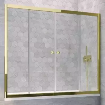 Шторка на ванну стеклянная «Vegas Glass» Z2V Tur Novo 160/140 Crystal vision/золото глянцевое