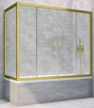Шторка на ванну стеклянная «Vegas Glass» Z2V+ZVF Novo 150/70 Crystal vision/золото матовое универсальная