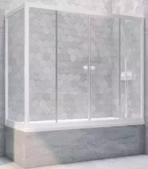 Шторка на ванну стеклянная «Vegas Glass» Z2V+ZVF Novo 150/75 Crystal vision/белая универсальная