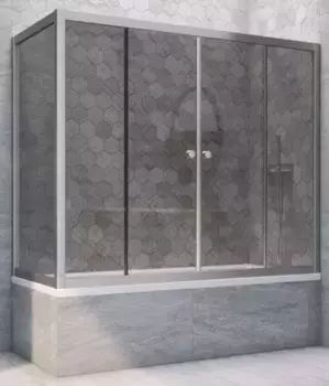 Шторка на ванну стеклянная «Vegas Glass» Z2V+ZVF Novo 150/75 графит/хром матовый универсальная