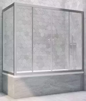 Шторка на ванну стеклянная «Vegas Glass» Z2V+ZVF Novo 150/80 Crystal vision/хром матовый универсальная