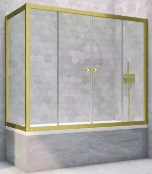 Шторка на ванну стеклянная «Vegas Glass» Z2V+ZVF Novo 150/80 Crystal vision/золото матовое универсальная