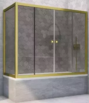 Шторка на ванну стеклянная «Vegas Glass» Z2V+ZVF Novo 150/80 графит/золото матовое универсальная